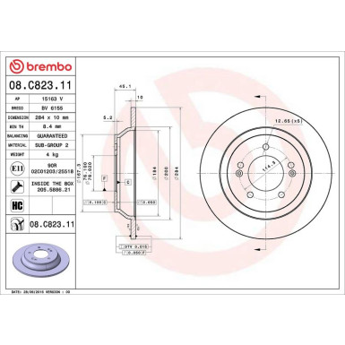 Bremsscheibe HA | KIA Carens | 08.C823.11