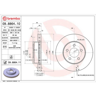 99 481 004 Bremsscheibe VA JEEP Cherokee 01 PRIME LINE - UV Coated 09.8864.11