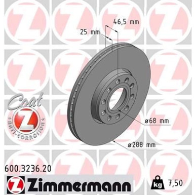 ZIMMERMANN Bremsscheibe 600.3236.20 Coat Z
