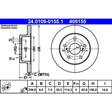 Bremsscheibe Toyota T. Auris/Corolla 1.33-1.8 07-13 | 24.0109-0155.1