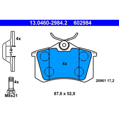 Bremsbelagsatz Vw T. Corrado/Golf/Passat/Polo/Vento 88-02 | 13.0460-2984.2