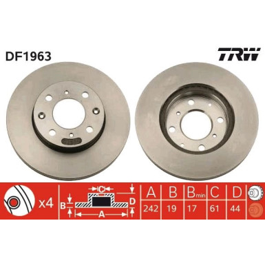 BREMSSCHEIBE HONDA P. CIVIC | DF1963
