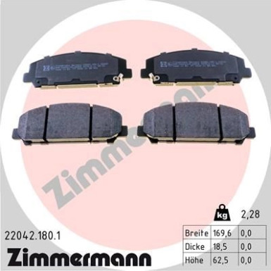 ZIMMERMANN Bremsbelagsatz, Scheibenbremse | 22042.180.1