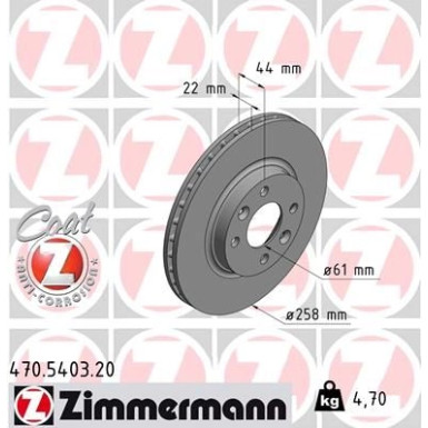 ZIMMERMANN Bremsscheibe 470.5403.20 Coat Z