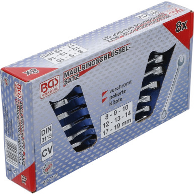 BGS Maul-Ringschlüssel-Satz | SW 8 - 19 mm | 8-tlg | 1193