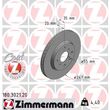 ZIMMERMANN Bremsscheibe | 180.3021.20