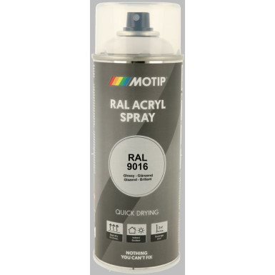 MoTip hochglänzender Acryllack verkehrsweiss 400ml | 7037