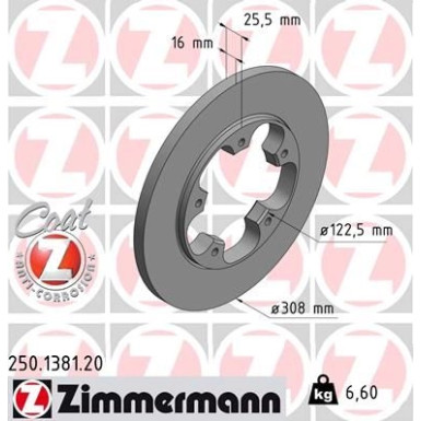 ZIMMERMANN Bremsscheibe | 250.1381.20