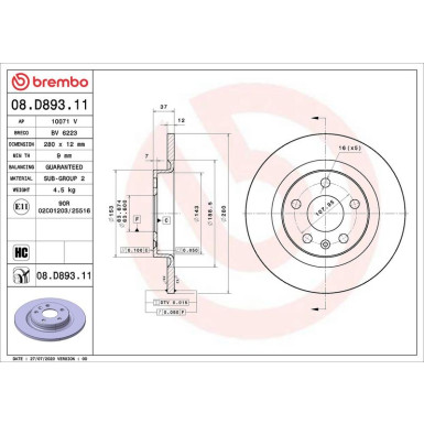 Bremsscheibe HA | VOLVO XC40 17 | 08.D893.11