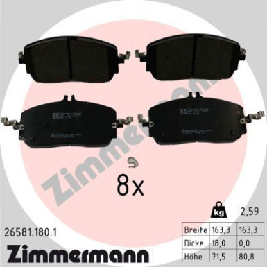 ZIMMERMANN Bremsbelagsatz, Scheibenbremse | 26581.180.1