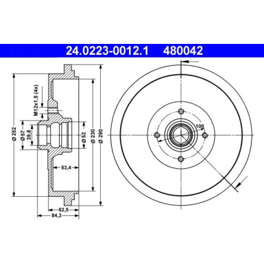 ATE Bremstrommel 24.0223-0012.1