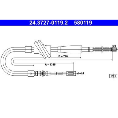 ATE Handbremsseil Seilzug Festellbremse 24.3727-0119.2 ATE Handbremsseil Seilzug Festellbremse 24.3727-0119.2