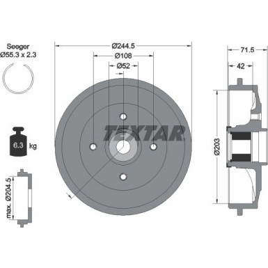 Bremstrommel. Citroen T. C2/C3 1.1-1.6 02- Mit Abs-Lager | 94041200