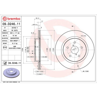 Bremsscheibe HA SUBARU PRIME LINE - UV Coated 09.D246.11