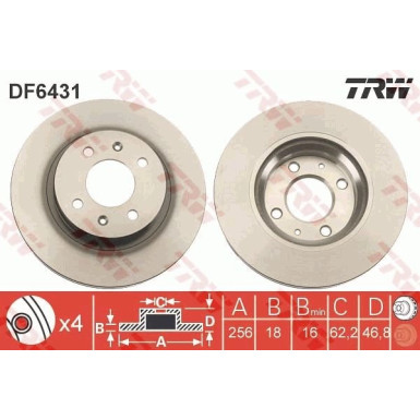 Bremsscheibe Hyundai P. I20 08- Ohne Esp | DF6431
