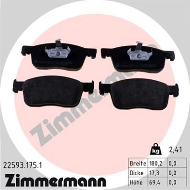 ZIMMERMANN Bremsbelagsatz, Scheibenbremse | 22593.175.1