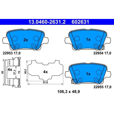 Bremsbelagsatz, Scheibenbremse | 13.0460-2631.2