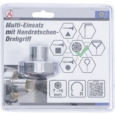 BGS Multi-Einsatz | mit Handratschen-Drehgriff, umschaltbar | SW 7 - 19 mm | 70055