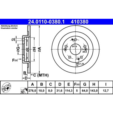 Bremsscheibe Honda T. Civic 1.4-2.2 I-Dtec 12 | 24.0110-0380.1