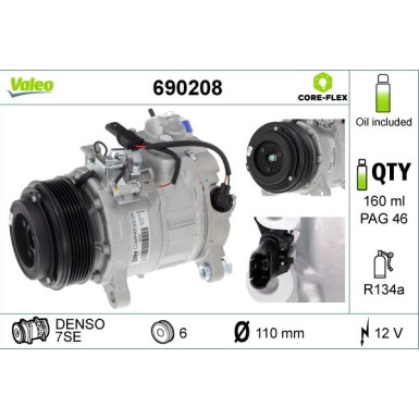 KOMPRESSOR, KLIMAANLAGE VALEO CORE-FLEX VAL690208