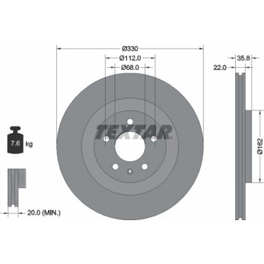 Bremsscheibe Vw T. A4/A5 07-/A6/A7 10- 330Mm PRO+ 92238305