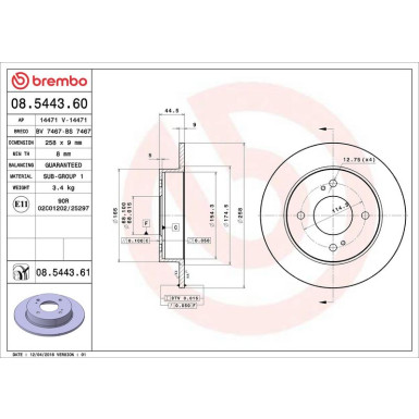 BREMBO Bremsscheibe | 08.5443.60