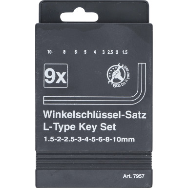 BGS Winkelschlüssel-Satz | Innensechskant 1,5 - 10 mm | 9-tlg | 7957