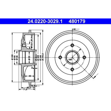 ATE Bremstrommel 24.0220-3029.1