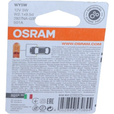 Osram Original Line WY5W Orange 12V 12V 5W W2,1x9,5d ORIGINAL 2827NA-02B Osram Original Line WY5W Orange 12V 12V 5W W2,1x9,5d ORIGINAL 2827NA-02B