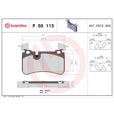BREMBO Bremsklötze HA MERCEDES 04 PRIME LINE P 50 113