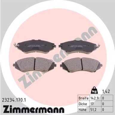 ZIMMERMANN Bremsbeläge | 23234.170.1