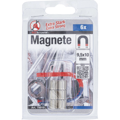 BGS Magnet-Satz | extra stark | Ø 9,5 mm | 6-tlg | 79919