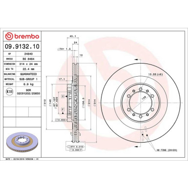 84 481 042 Bremsscheibe VA | MITSUBISHI Pajero 98 | 09.9132.10