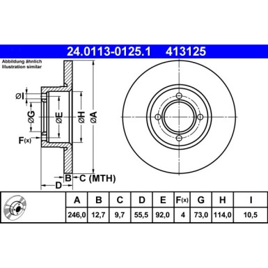 ATE Bremsscheibe | 24.0113-0125.1