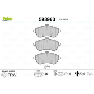 VALEO Bremsbeläge 598963