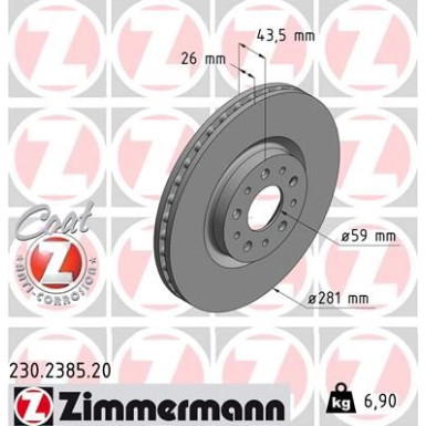 ZIMMERMANN Bremsscheibe 230.2385.20 Coat Z