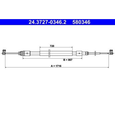 ATE Handbremsseil Seilzug Festellbremse 24.3727-0346.2