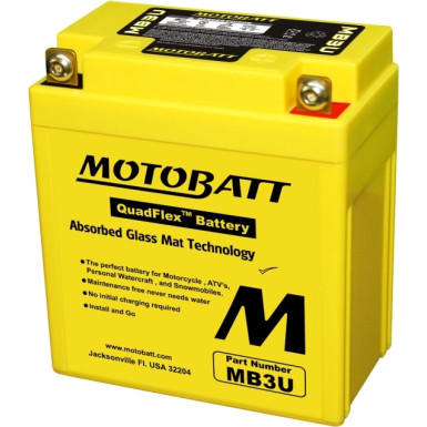 Motorrad Batterie 12V 3Ah/50A P+ (Abmessungen: 98X56X110/110) | MB3U