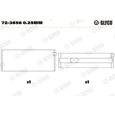 GLYCO Kurbelwellenlager | 72-3856 0.25mm