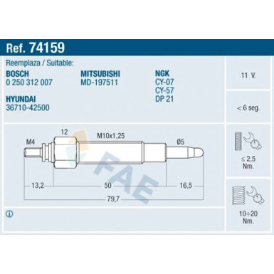 FAE Glühkerze 74159