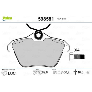 VALEO Bremsbeläge 598581