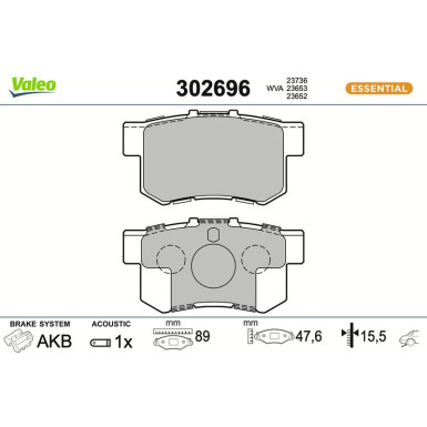 VALEO Bremsbeläge 302696
