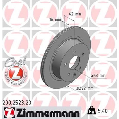 ZIMMERMANN Bremsscheibe 200.2523.20 Coat Z