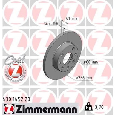 ZIMMERMANN Bremsscheibe 430.1452.20 Coat Z