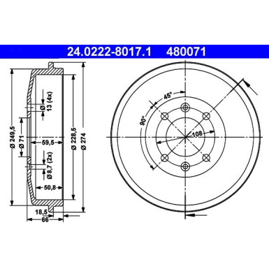 Bremstrommel | 24.0222-8017.1 Bremstrommel | 24.0222-8017.1