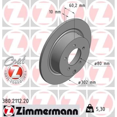 ZIMMERMANN Bremsscheibe | 380.2112.20