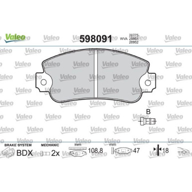 VALEO Bremsbeläge 598091