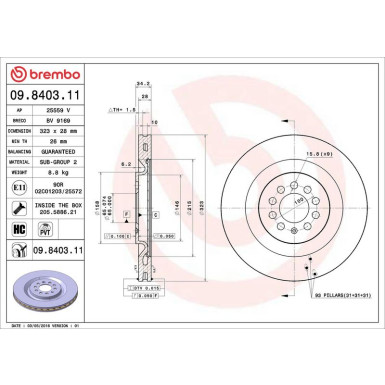 20 481 001 Bremsscheibe VA | SEAT Leon Cupra R 01-06 | 09.8403.11