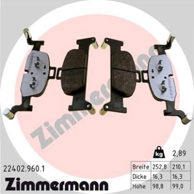 ZIMMERMANN Bremsbelagsatz, Scheibenbremse | 22402.960.1