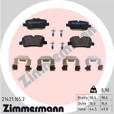 ZIMMERMANN Bremsbelagsatz, Scheibenbremse | 21421.165.2